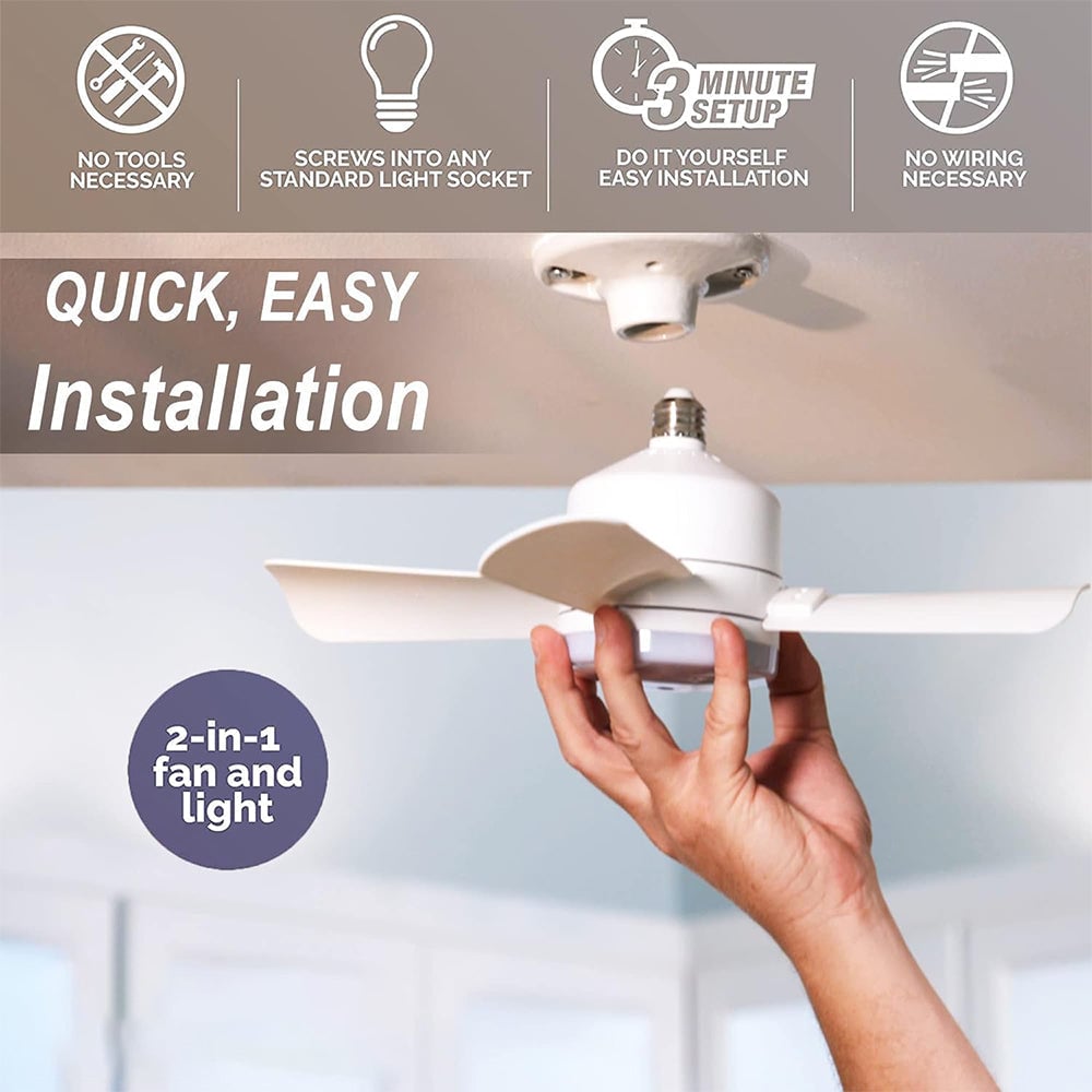 2-in-1 LED-Deckenventilator mit Licht und Fernbedienung, E27/B22-Sockel