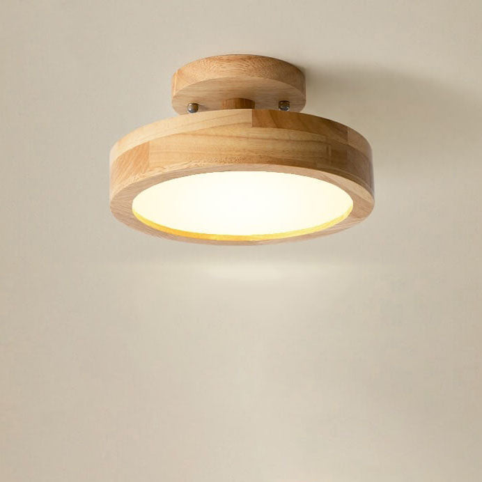 Deckenleuchte Holz Acryl 30 cm LED flach für Schlafzimmer Flur