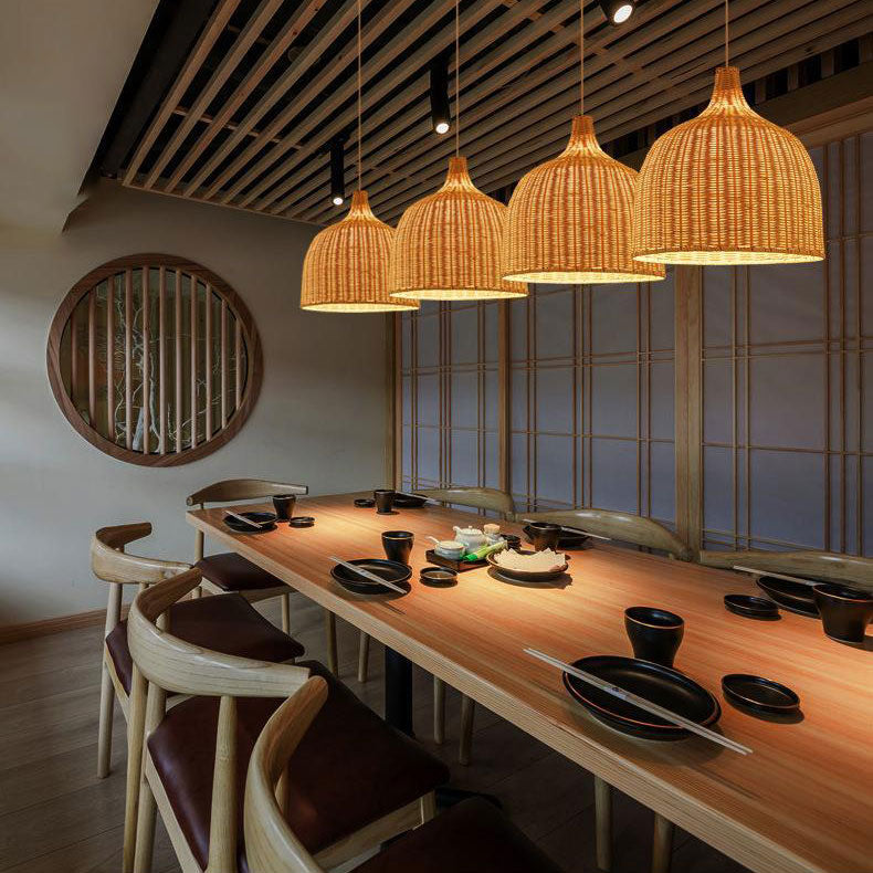 NatureGlow Pendant Lamp - Woven Reed and Bamboo Lighting