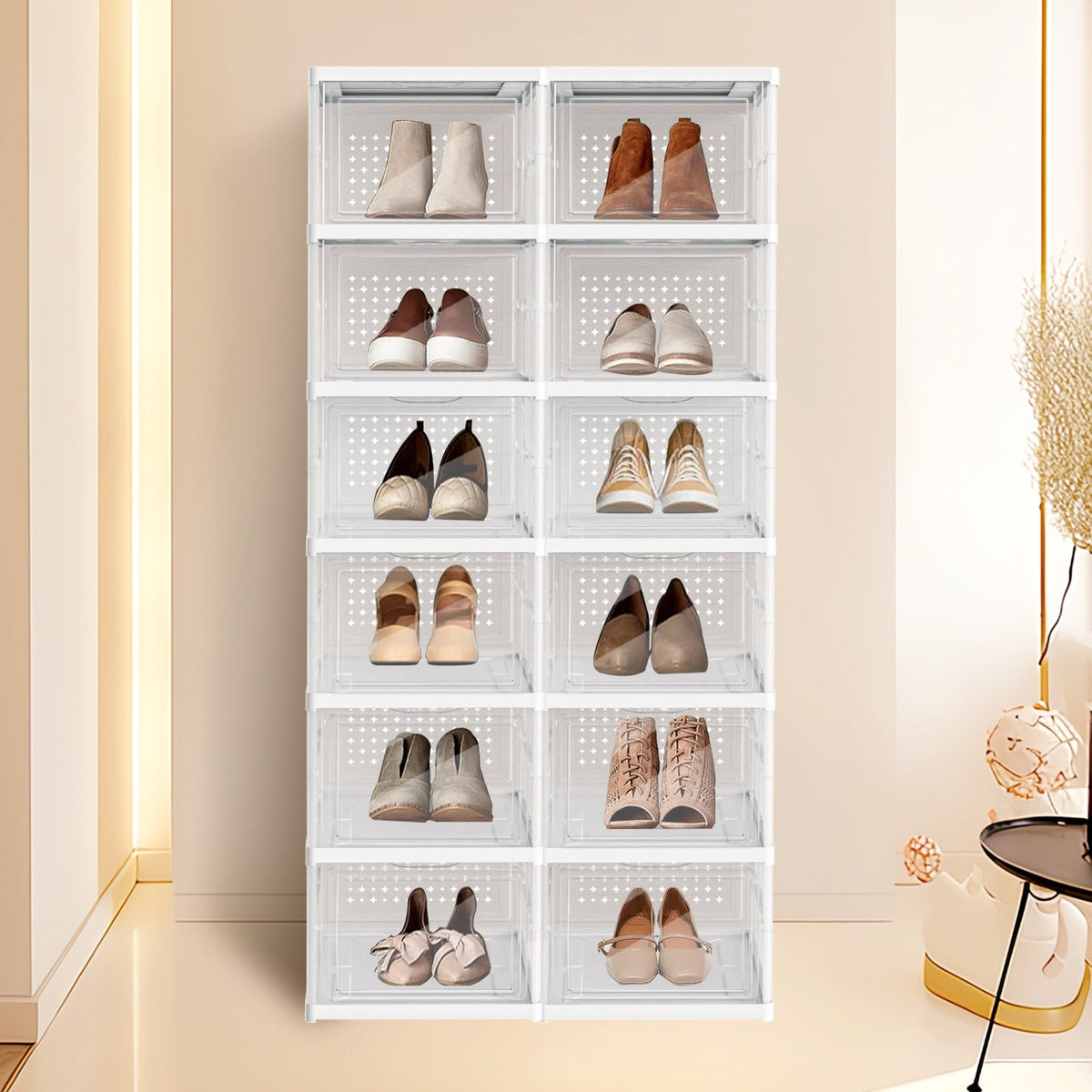 Stapelbare Schuhboxen, 6 Ebenen