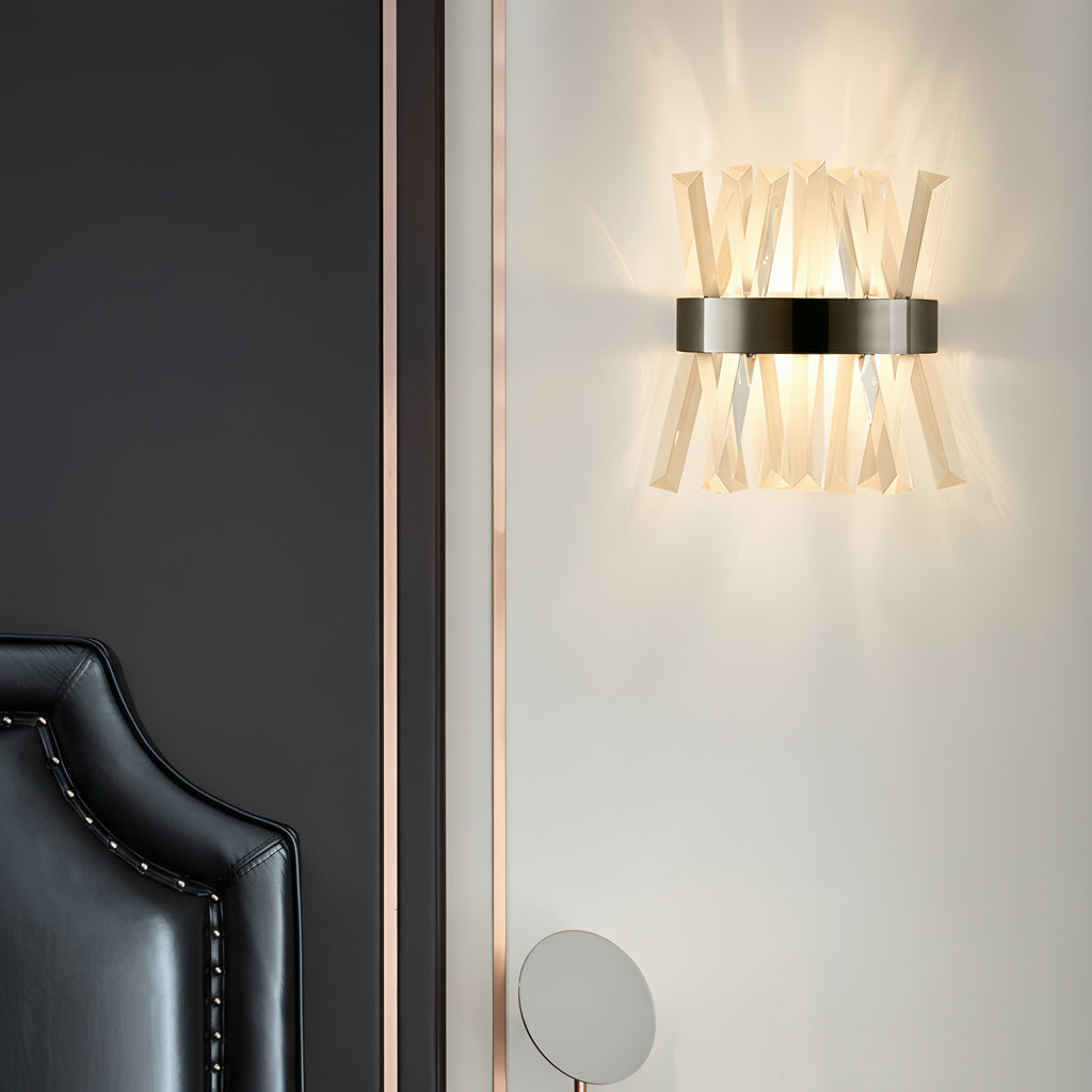 Kristall-Wandleuchte Up Down Edelstahl 30 cm Modernes Art-Déco-Licht