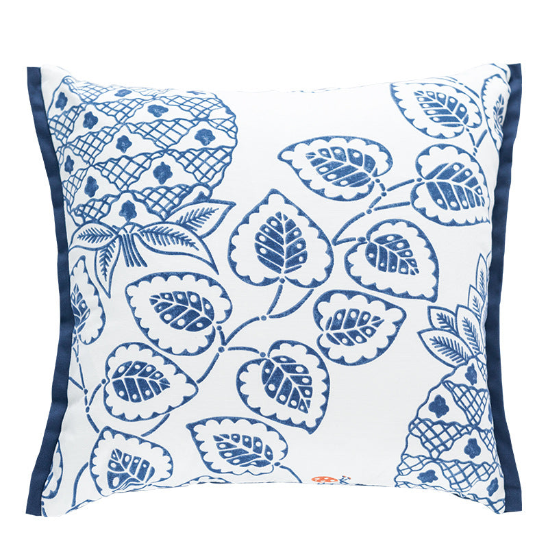 Square Decorative Cushion Cover with Leaf Print