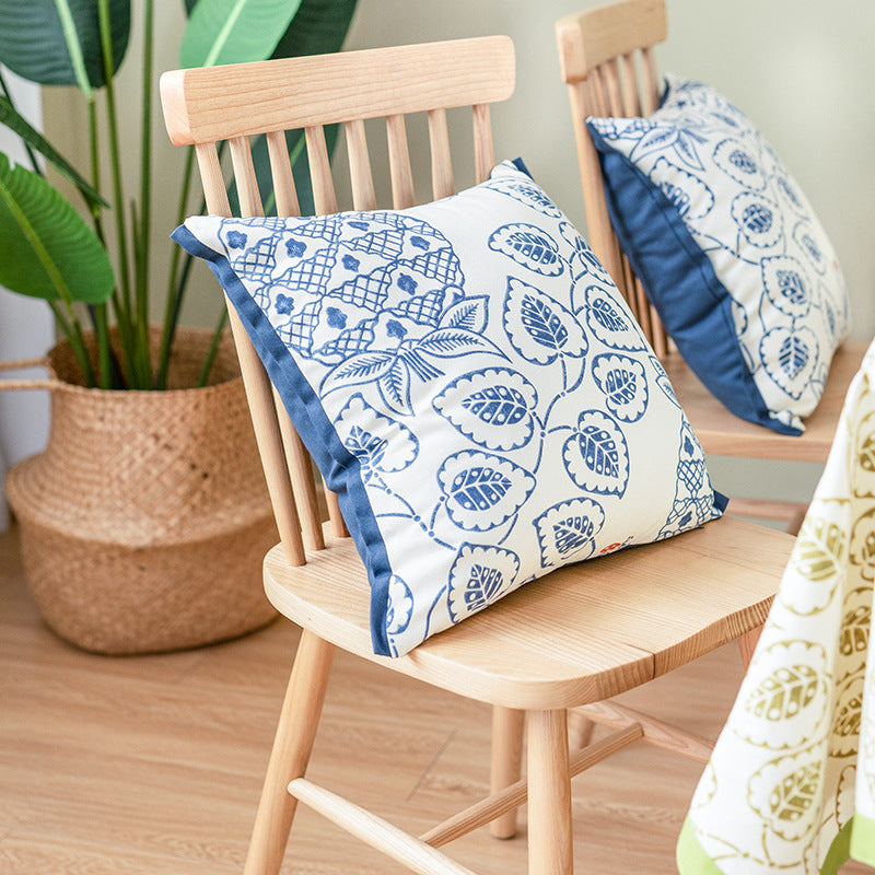 Square Decorative Cushion Cover with Leaf Print