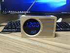 Digital wooden alarm clock with temperature display