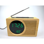 Digital wooden alarm clock with temperature display