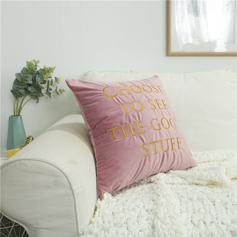 Decorative Throw Pillow with Embroidery