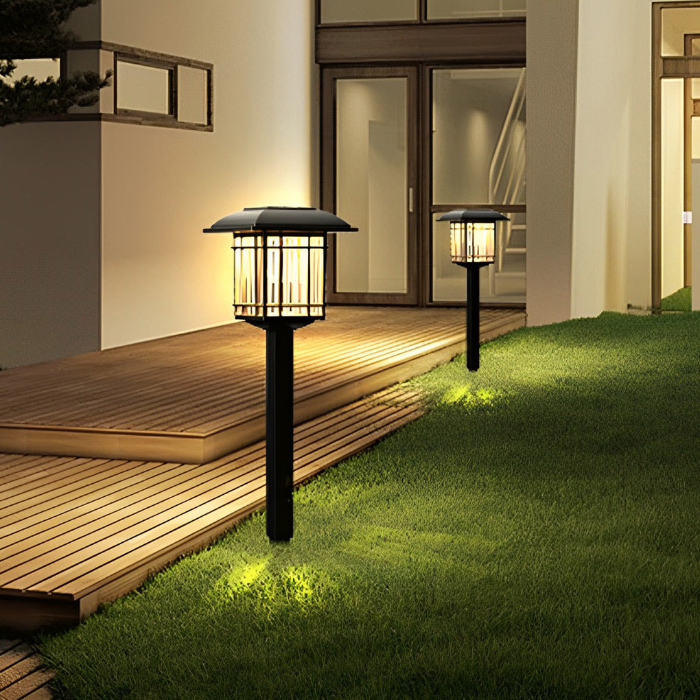 2er-Set Vintage quadratische, wasserdichte LED-Solar-Rasenleuchten