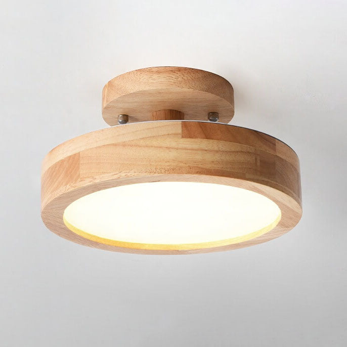 Deckenleuchte Holz Acryl 30 cm LED flach für Schlafzimmer Flur