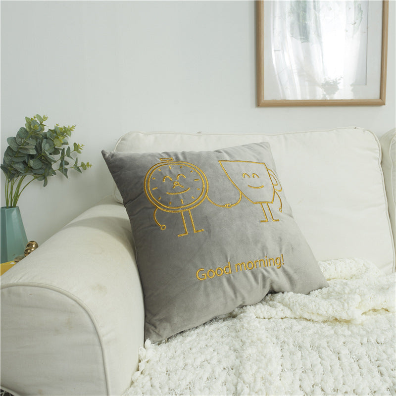 Decorative Throw Pillow with Embroidery