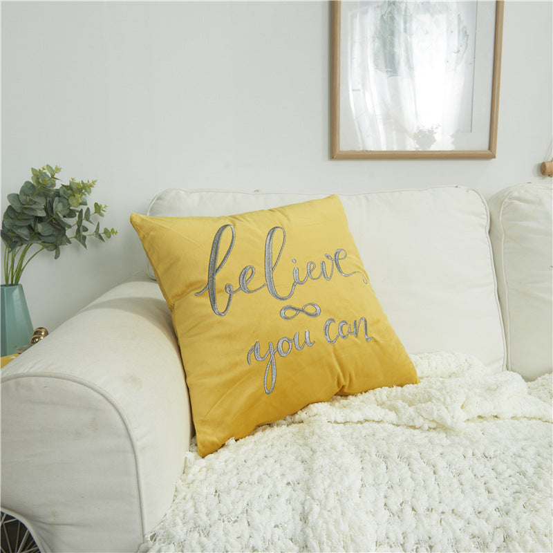 Decorative Throw Pillow with Embroidery