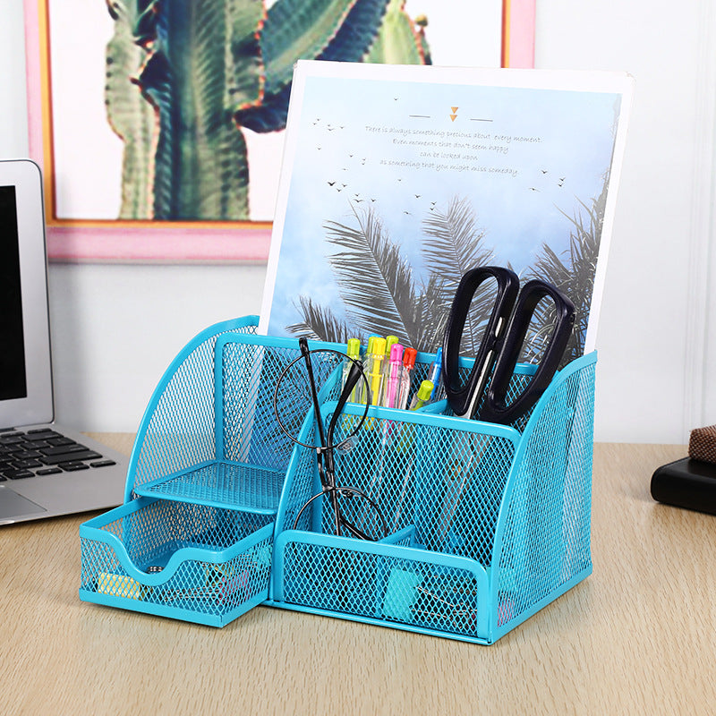 Multi-Compartment Mesh Desk Organizer