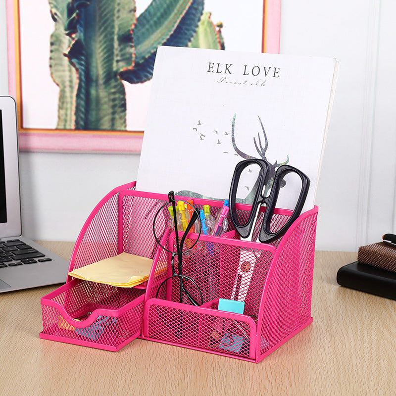 Multi-Compartment Mesh Desk Organizer