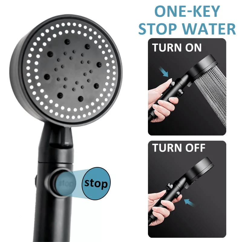 FlowControl Duschkopf mit 5 Einstellungen und Druckknopf