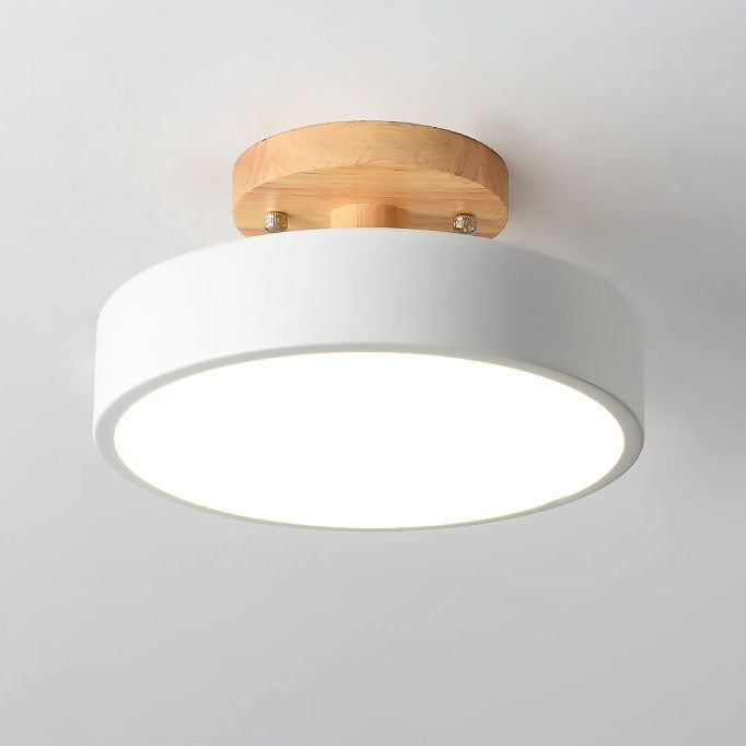 Deckenleuchte Holz Acryl 30 cm LED flach für Schlafzimmer Flur