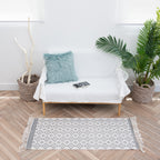 Flat-woven cotton runner with Mediterranean tile jacquard