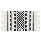 Flat-woven cotton runner with Mediterranean tile jacquard