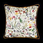Vintage Equestrian Square Throw Pillow Cover with Piped Velvet Trim and Hidden Zipper