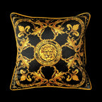 Vintage Equestrian Square Throw Pillow Cover with Piped Velvet Trim and Hidden Zipper