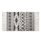 Flat-Woven Cotton Blend Runner with Ethnic Diamond Jacquard and Fringes