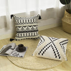 Rechteckiges Boho-Lendenkissen mit Jacquard-Webung und Quasten