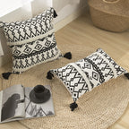 Rechteckiges Boho-Lendenkissen mit Jacquard-Webung und Quasten