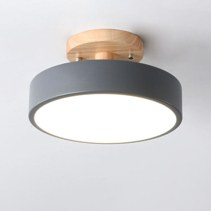 Deckenleuchte Holz Acryl 30 cm LED flach für Schlafzimmer Flur
