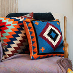 Woven Decorative Cushion Cover with Hand-Tufted Zigzag Pattern