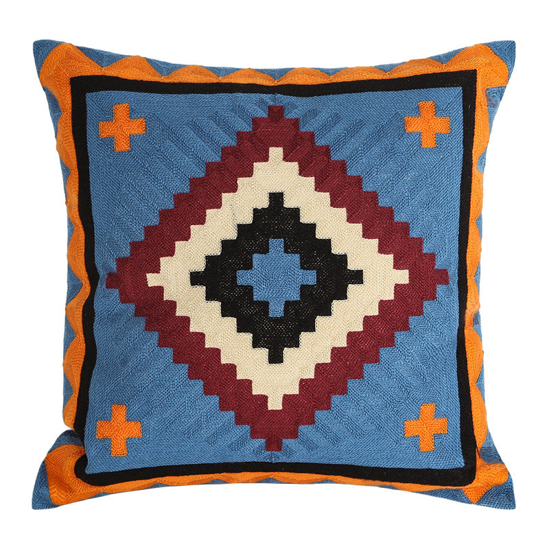 Woven Decorative Cushion Cover with Hand-Tufted Zigzag Pattern