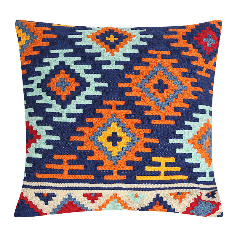 Woven Decorative Cushion Cover with Hand-Tufted Zigzag Pattern