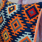 Woven Decorative Cushion Cover with Hand-Tufted Zigzag Pattern