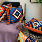 Woven Decorative Cushion Cover with Hand-Tufted Zigzag Pattern