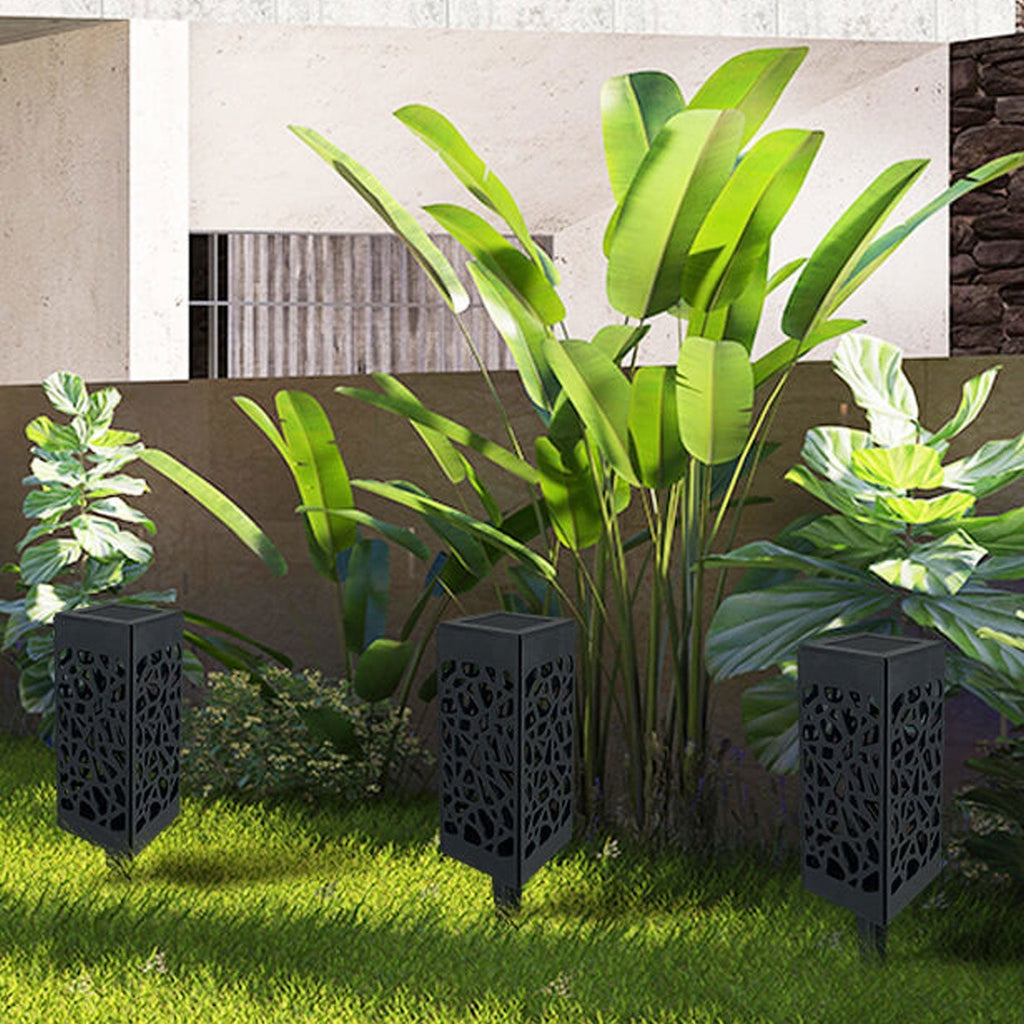 LED-Solar-Gartenleuchte in quadratischer Säulenform