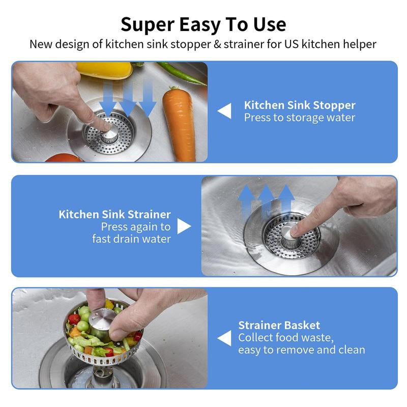Upgrade 3-in-1 Kitchen Sink Drain Strainer