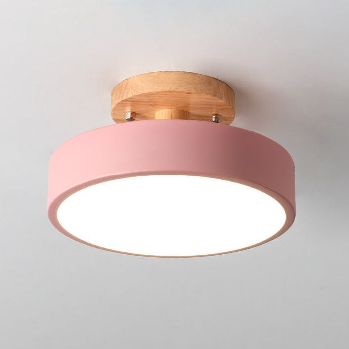 Deckenleuchte Holz Acryl 30 cm LED flach für Schlafzimmer Flur