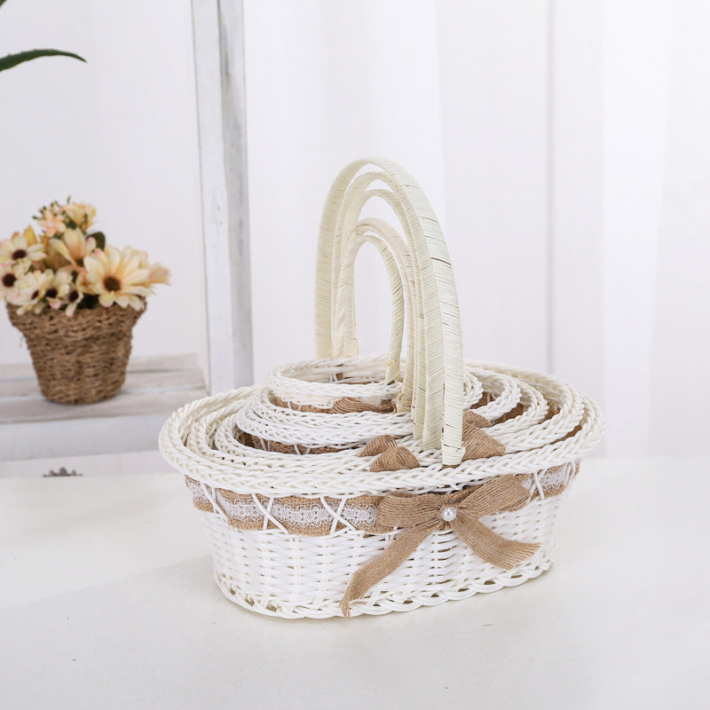 Dekoratives geflochtenes Korb-Set mit Blumenmuster