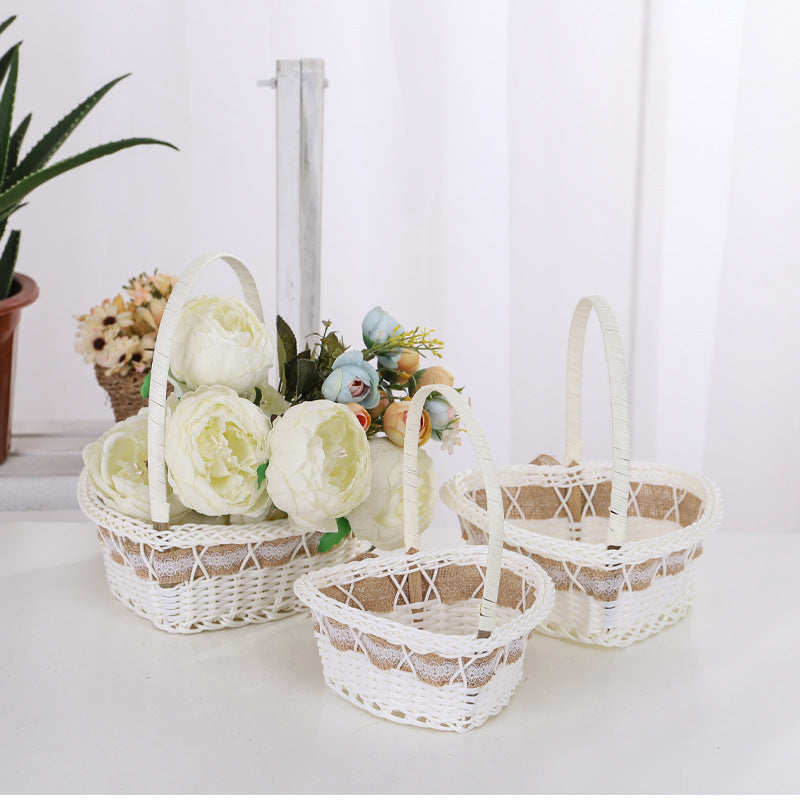 Dekoratives geflochtenes Korb-Set mit Blumenmuster