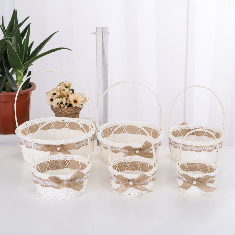 Dekoratives geflochtenes Korb-Set mit Blumenmuster