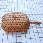 Turtle-Shaped Handcrafted Wicker Storage Basket