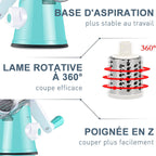 3-in-1 Rotations-Käsereibe und Gemüsehobel