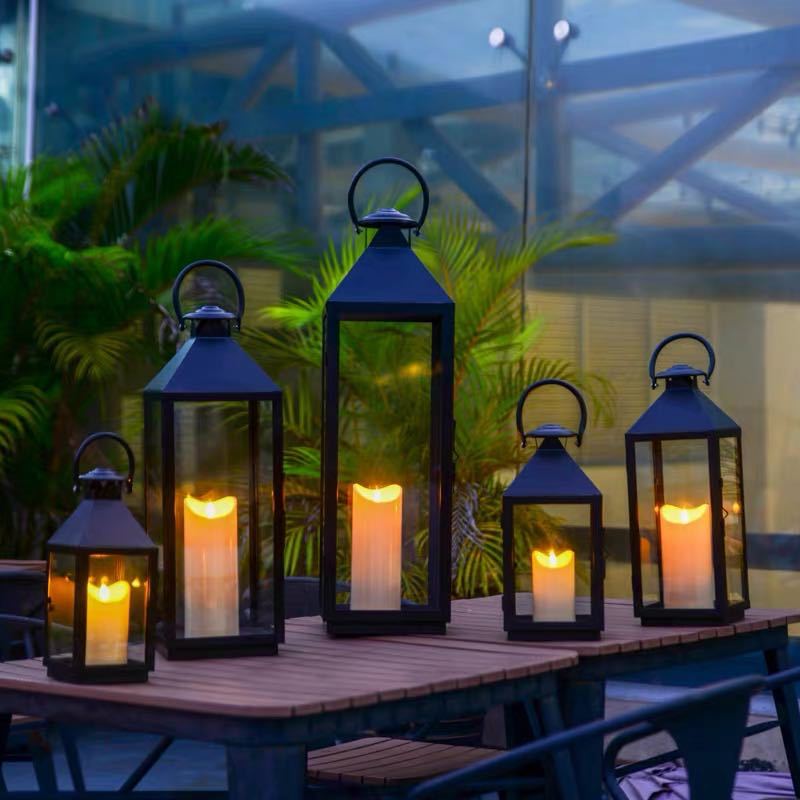 Multi-Size Metal and Glass Lantern Collection