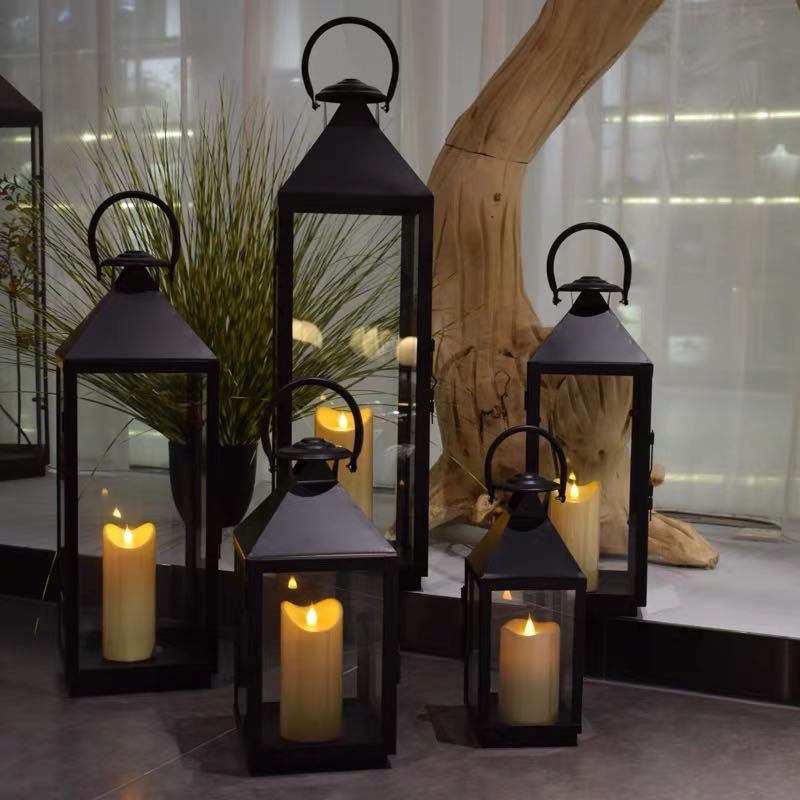 Multi-Size Metal and Glass Lantern Collection