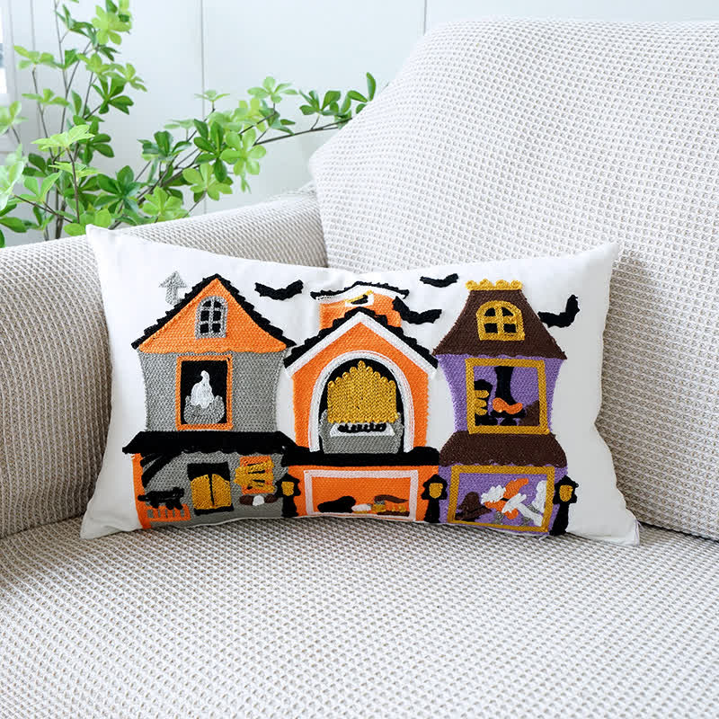Embroidered Halloween Decorative Pillowcase Autumn Cushion Cover 30x50cm