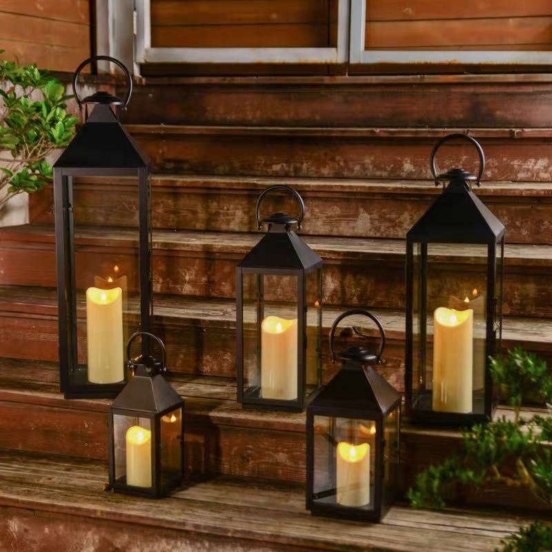 Multi-Size Metal and Glass Lantern Collection