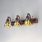 3-flammige Blatt-Spiegelleuchte im Tiffany-Stil