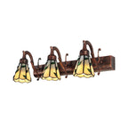 3-flammige Blatt-Spiegelleuchte im Tiffany-Stil