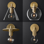 Bronze Armed Wall Sconce Light Postmodern Single Metal/Clear Glass Wall Lamp