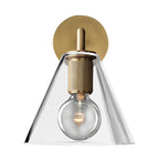 Bronze Armed Wall Sconce Light Postmodern Single Metal/Clear Glass Wall Lamp