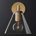 Bronze Armed Wall Sconce Light Postmodern Single Metal/Clear Glass Wall Lamp