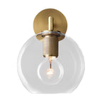Bronze Armed Wall Sconce Light Postmodern Single Metal/Clear Glass Wall Lamp