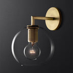 Bronze Armed Wall Sconce Light Postmodern Single Metal/Clear Glass Wall Lamp